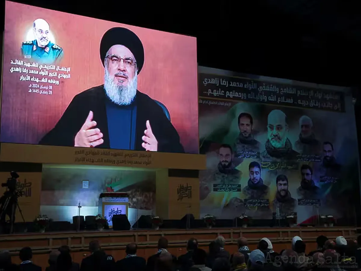 El lider de Hezbollah Sayyed Hassan Nasrallah (April 8, 2024. REUTERS/Mohamed Azakir)