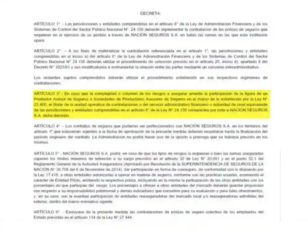 El borrador del decreto que impulsaba Pagliano y otras personas.