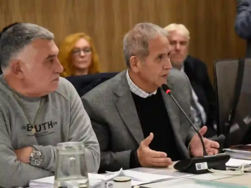 Sergio Palazzo (con el micrófono) y Mario Manrique, diputados de Unión por la Patria