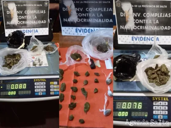 Marihuana y cocaína lista para su distribución, lo hallado a los detenidos.