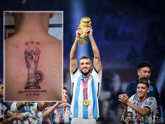 Germán Pezzella se tatuó la Copa del Mundo con una frase con un error