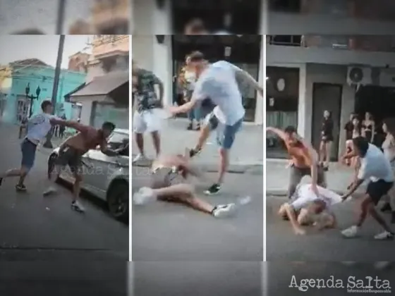 VIDEO “¡Basta! ¡Lo podés matar!”: tremenda pelea entre jóvenes afuera de un boliche