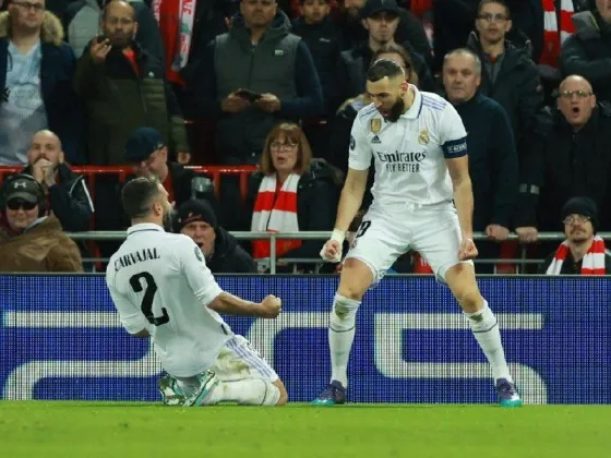 Real Madrid le ganó 5-2 al Liverpool y puso un pie en cuartos de la Champions