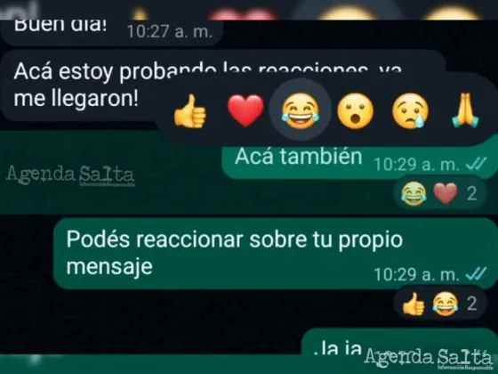 La reacción con emojis directo en mensaje... sin tener que recurrir al teclado