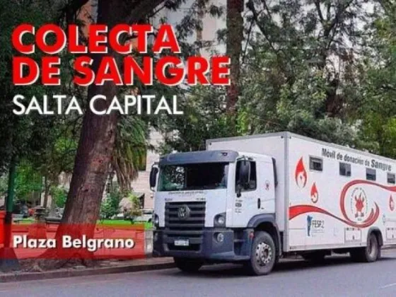 El miércoles recibirán donaciones de sangre en la plaza Belgrano