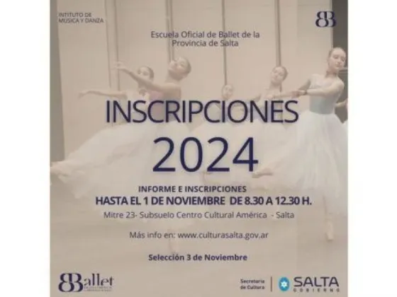 Están abiertas las inscripciones para formar parte de la Escuela Oficial de Ballet de la Provincia