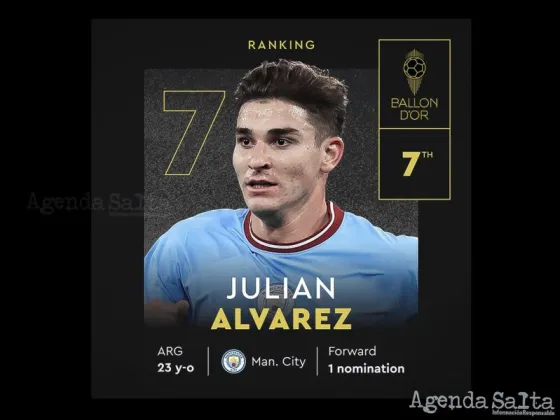 Julián Álvarez fue elegido como 7° mejor jugador del mundo