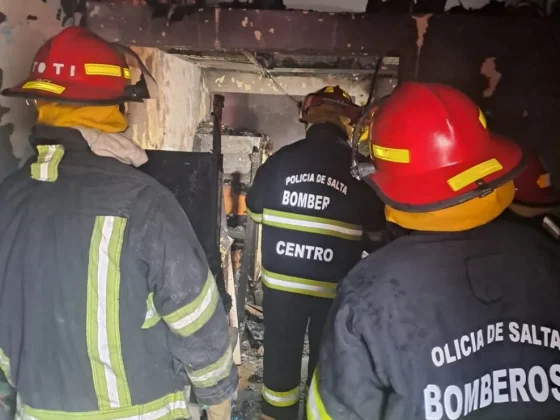 Bomberos sofocaron un incendio y lograron rescatar a una salteña junto a sus mascotas