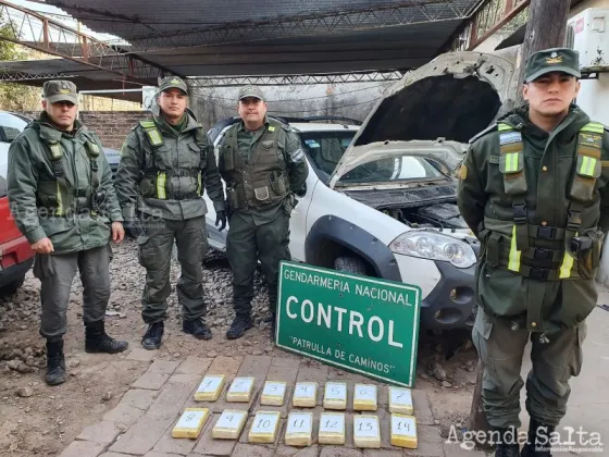 Al retirar la tapa del airbag del lado acompañante, detectaron catorce paquetes rectangulares que contenían una sustancia blancuzca.