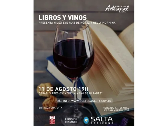 Se realizará la última edición del año de “Libros y Vinos” en el Mercado Artesanal de Salta