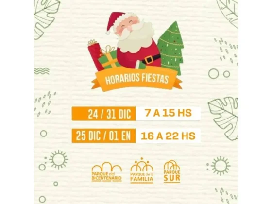 Conocé los horarios de los Parques Urbanos en las Fiestas de Fin de Año