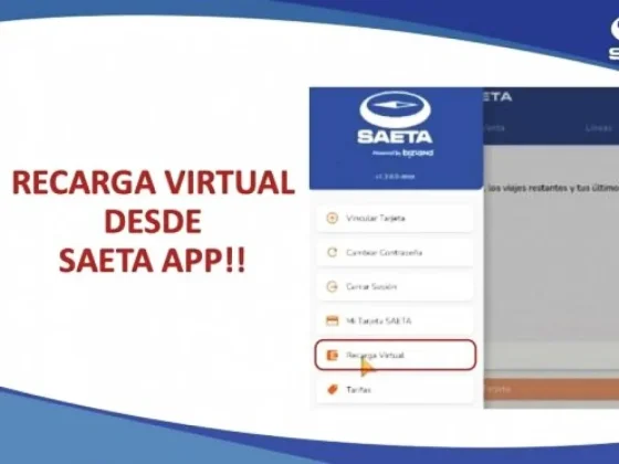 Los usuarios de SAETA APP pueden recargar saldo desde la aplicación