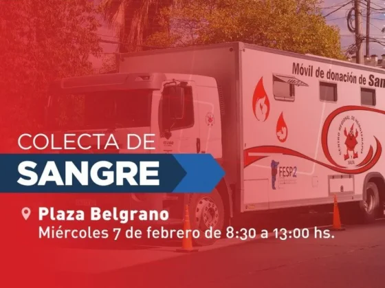 El miércoles recibirán donaciones de sangre en la plaza Belgrano