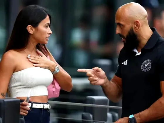 ¿Qué le dijo? La foto viral de Antonela Roccuzzo con el guardaespaldas de Lionel Messi