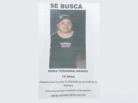 Desesperada búsqueda de una niña salteña de 14 años
