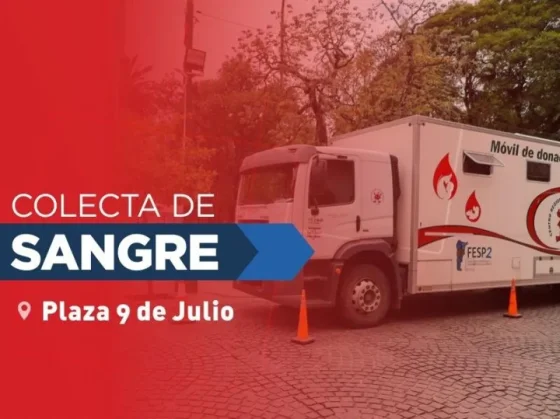 Mañana se recibirán donaciones de sangre en la plaza 9 de Julio