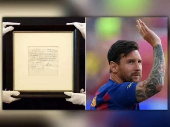 Empezó la subasta por la servilleta en la que Lionel Messi firmó su primer contrato con el Barcelona