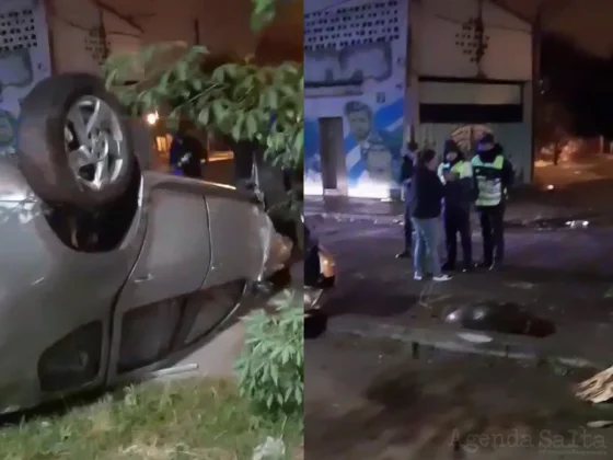 Manejaba borracha y volcó su camioneta sobre avenida Bolivia