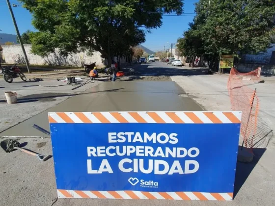 Colocaron nuevo hormigón en la calle Luis Güemes al 600 y en Pueyrredón al 2.300