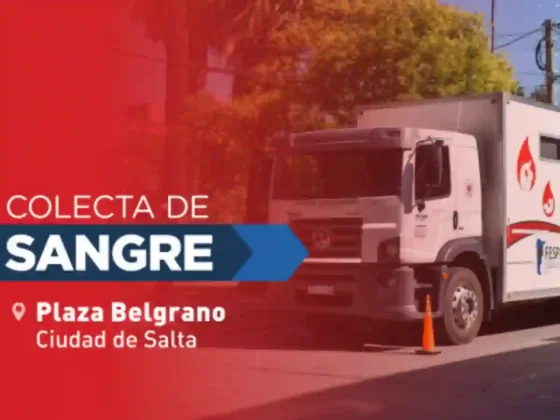 ATENCIÓN: el miércoles se recibirán donaciones de sangre en la plaza Belgrano