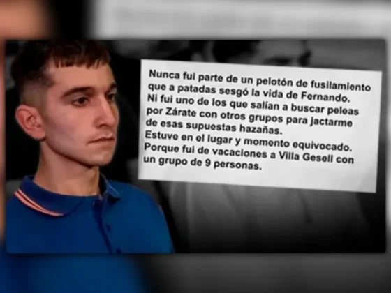 La carta que escribió desde la cárcel Matías Benicelli: “Yo sé que no maté a Fernando”