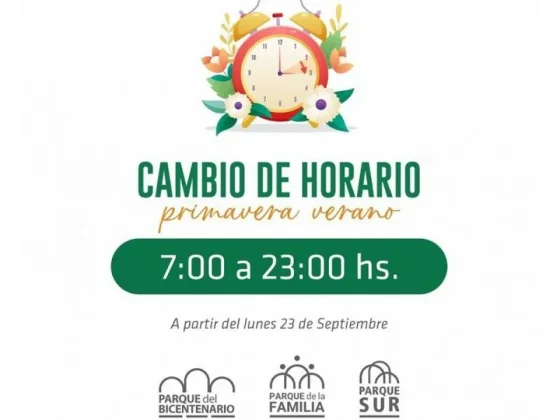 Estos serán los nuevos horarios de los Parques Urbanos a partir del 23 de septiembre