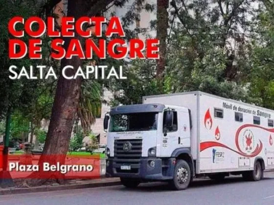 Mañana habrá colecta de sangre de todo grupo y factor en la plaza Belgrano