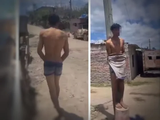 Cansados de la inseguridad, vecinos salteños atraparon a un ladrón y lo ataron a un poste