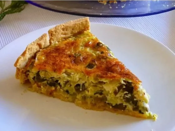 Tarta de cebolla y puerro con masa integral casera