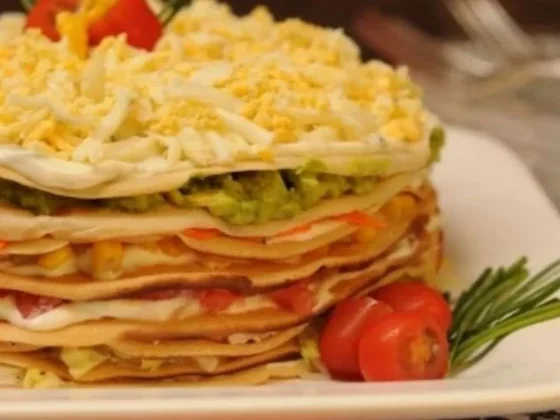 Torta salada de panqueques en 3 versiones