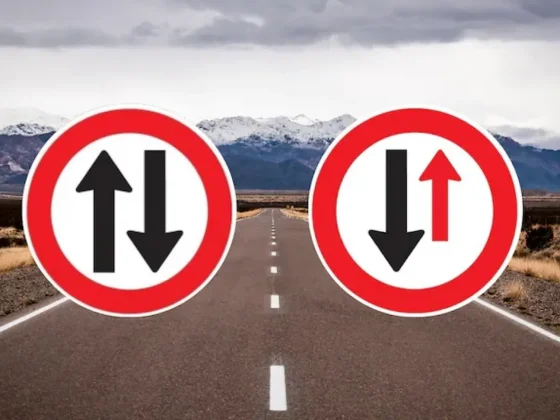 Cuál es la diferencia entre estas dos señales de tránsito con flechas opuestas y qué significan