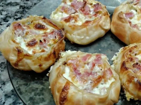 Las más ricas: Canastitas de jamón y queso al verdeo