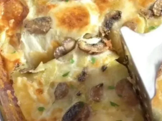 Flan de papas y champiñones con queso, para guarnición o comidas livianas