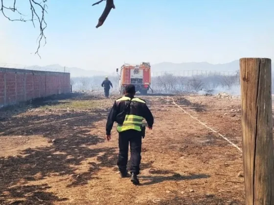 Bomberos voluntarios junto a policías lograron apagar incendios de pastizales