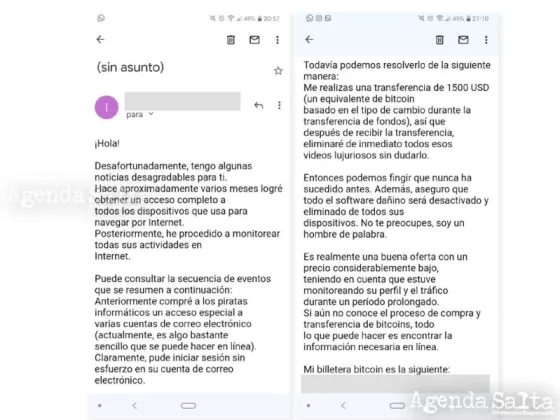 En el caso de recibir un mail o menaje de Whatsapp con este mensaje, lo principal es mantener la calma.