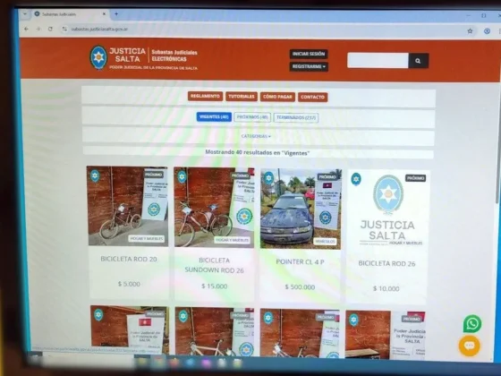 El Poder Judicial de Salta lanza subasta electrónica, de vehículos y bicicletas