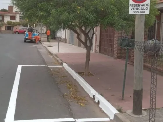 La Municipalidad pinta dársenas exclusivas para personas con discapacidad