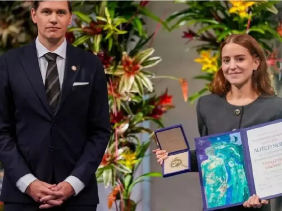 La hija de María Corina Machado recibe el Nobel de la Paz en Oslo