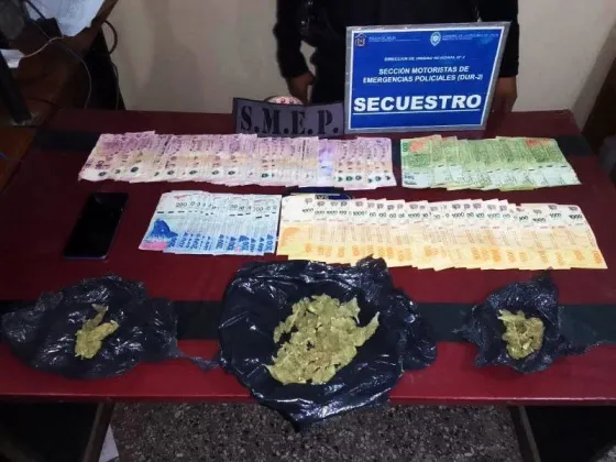 En un control vial detuvieron a un joven que transportaba 280 dosis de marihuana