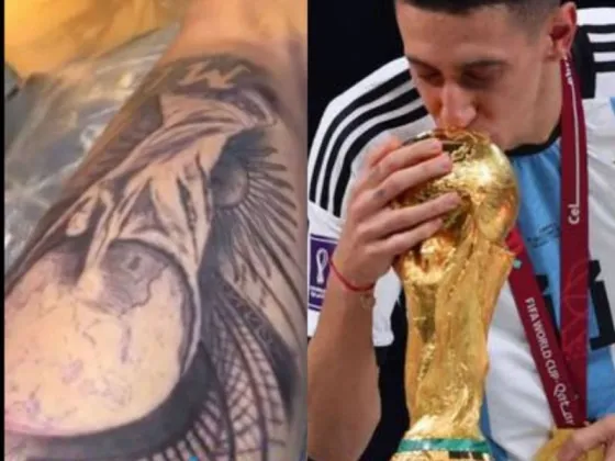 Ángel Di María se tatuó la Copa del Mundo en la pierna y compartió las imágenes en sus redes sociales