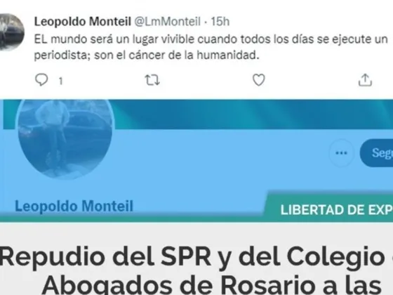La publicación que hizo Monteil en septiembre pasado que mereció una denuncia del Sindicato de Prensa de Rosario